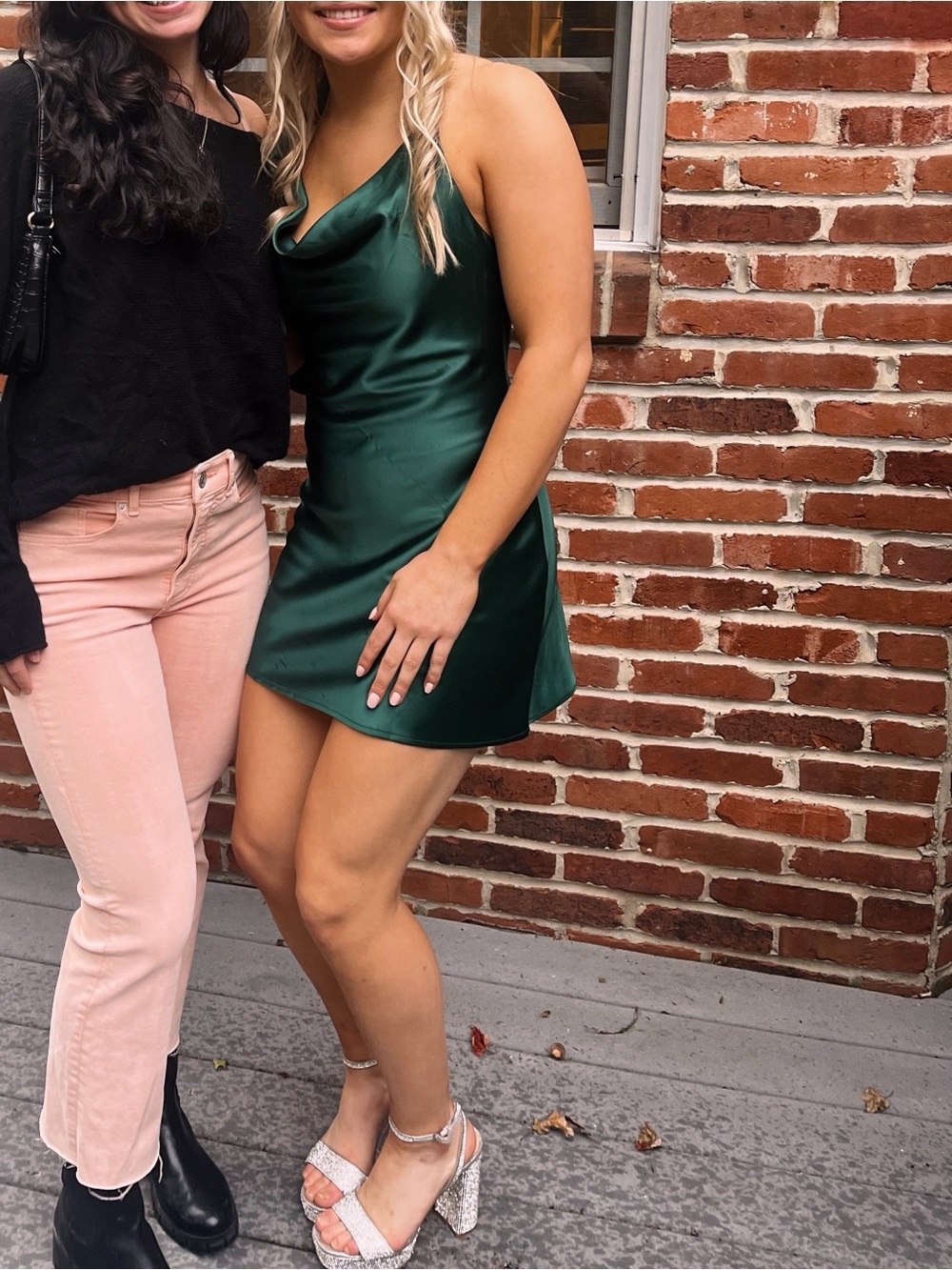 Elegant Green Halter Satin Dress